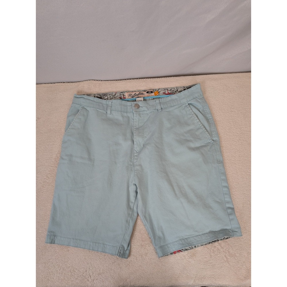 Huntington‎ Beach Club Men's Chino Classic Fit Stretch Shorts Light Blue Size 34
